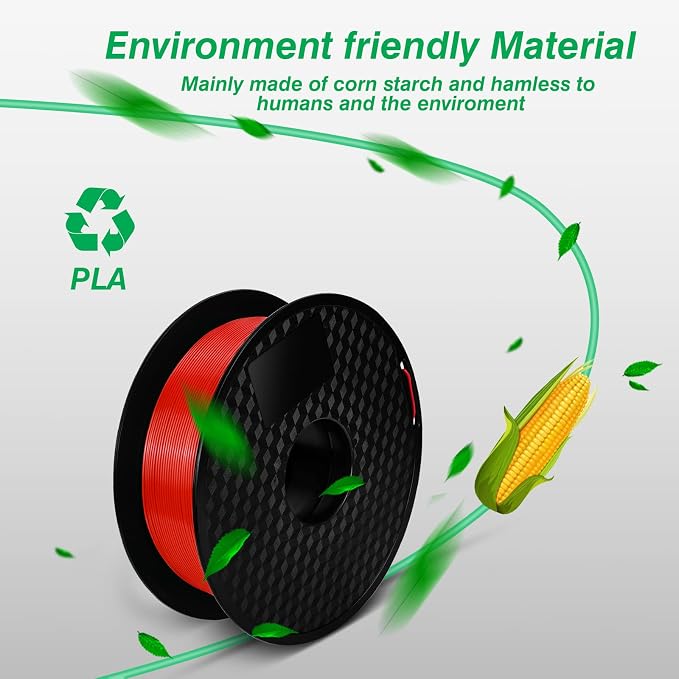 Kingroon PLA 3D Printer Filament, 10 Rolls, Dimensional Accuracy +/- 0.02 mm, 10kg Spool(22lbs), 1.75 mm，Black White Grey Red Blue Green Purple Skin Silver Yellow
