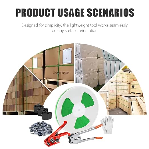 Heavy Duty Banding Strapping kit Contain 1/2" x 3200" Polyester (PET) Packaging Straps & 50 Metal Seals 20 Plastic Edge Protectors Tensioner with Cutter Sealer Tool Glove