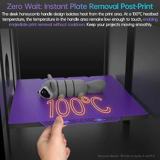 BIQU CryoGrip Pro Glacier Build Plate for Snap-Maker U1 3D Printer, Low Temperature Printing, Double-Sided Spring Steel Sheet, 276X301mm, Purple, 1 Piece