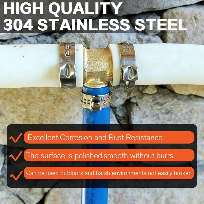 560PCS 22 Sizes Single Ear Hose Clamp Assortment Kit, 5.3 to 36.1mm 304 Stainless Steel Stepless with Clamp Crimp Plier, Cutter & Tweezers For Fuel Line,Pipe, Automotive and Home Appliances