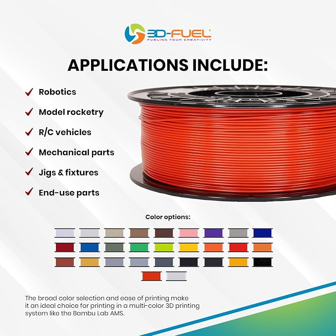3D-Fuel Tough Pro PCTG Filament for Printing, Better Than PETG Filament, Made in The USA, Dimensional Accuracy +/- 0.02 mm, 1.75mm, 1 kg Spool, Toolbox Red