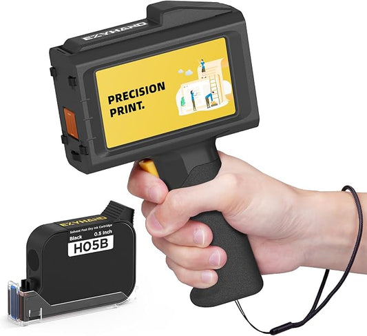 Handheld Inkjet Printer 0.5 Inches Print Height Weighs Only 390g for Batch Code Date Lot Number Print on Plastic Carton Wood Metal Glass Aluminum with 42ml Fast Dry Ink (Black)