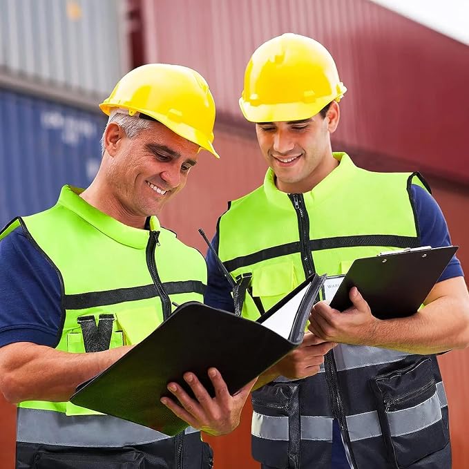 Safety Vest Two Tone for Men Women Work Vest with Pockets and Zipper Construction Workwear Vest