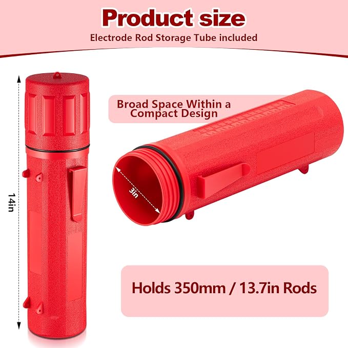 Zonon 4 Pcs Welding Rod Storage Tube 14 Inch Electrode Welding Rod Holder Container Airproof and Waterproof for Canister(Red)