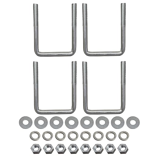 A.A Square U Bolt with Hardware for Boat Trailer, Galvanized Steel, 1/2" Diameter x 3-1/16" x 4-5/16" for 3x3 Beam (4 Pack)