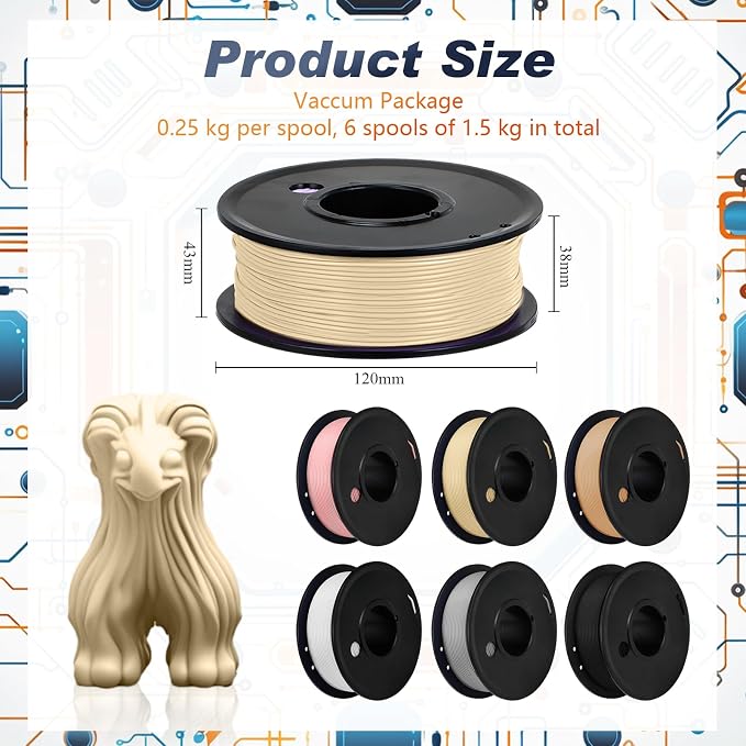 Pangda 3D Printer Filament Pla Bundle 1.75mm Multicolor, ±0.02mm Dimensional Accuracy, 3D Printing Filament for DIY Projects, Holiday Crafts(1.5 kg,Boho Color)