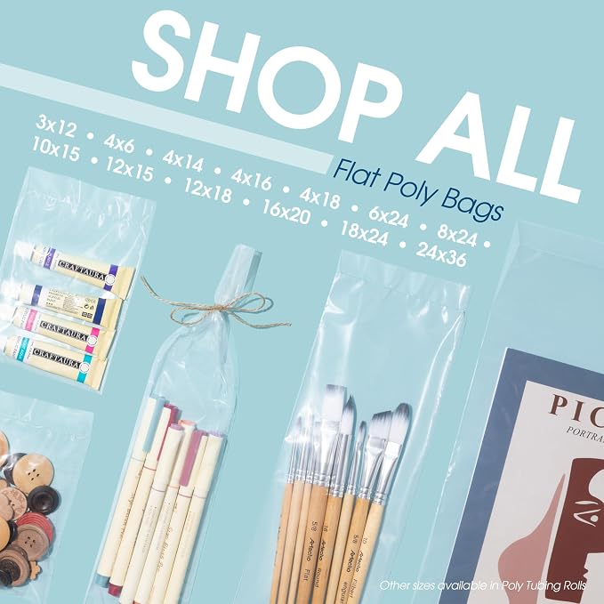24" X 36" Open-End Flat Poly Bags (100 Count) No Adhesive Strip - 2 Mil Clear Bags for Packaging, Shipping, Storage - Spartan Industrial
