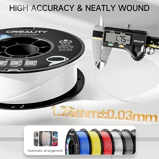 Official Creality PETG 3D Printer Filament 1.75mm 4KG (8.8lbs), High Precision, Strong Toughness, Odorless, Better Flow, Moistureproof 3D Printing CR PETG Filament, Black+Black+White+White