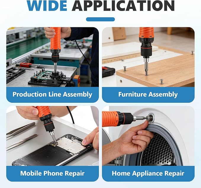MXBAOHENG Electric Screwdriver Set Automatic Screw Driver Drill Tool Torque Adjustable 6.35mm Bit for 2.0-6.0mm Screws 110-220V