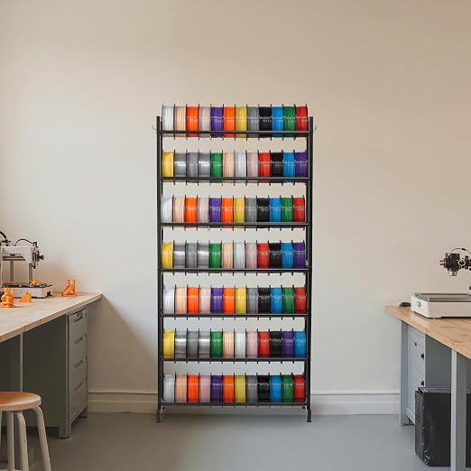 VEVOR 3D Printer Filament Storage Rack, 7 Tier Heavy Duty Storage Shelves for 3D Printing Filaments, Filament Spool Holders Racks for 3D Printing Studio, Home Studio, Office, Workshop (Shelf Only)