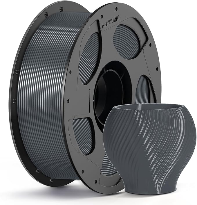 ANYCUBIC PETG Filament 1.75mm, 3D Printer Filament, Dimensional Accuracy +/- 0.02mm, Exceptional Toughness, Print with Most FDM 3D Printers, 1KG Reusable Spool, Dark Grey