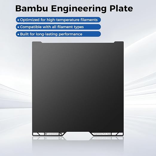 ENOMAKER Bamboo Original H2C Engineering Build Plate, Smooth Print Bed Surface, 120°C High Temp Resistant for All Filaments, Dual Sided Sheet,Long-Lasting for Bambu Lab 3D Printer Heat Bed 34.5x33.5cm