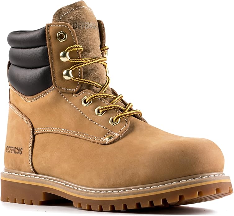 Men's 6" Leather Steel Toe Work Boots for Men, Oil/Slip Resistant Rubber Sole, Men's Safety Construction Boots. 84710