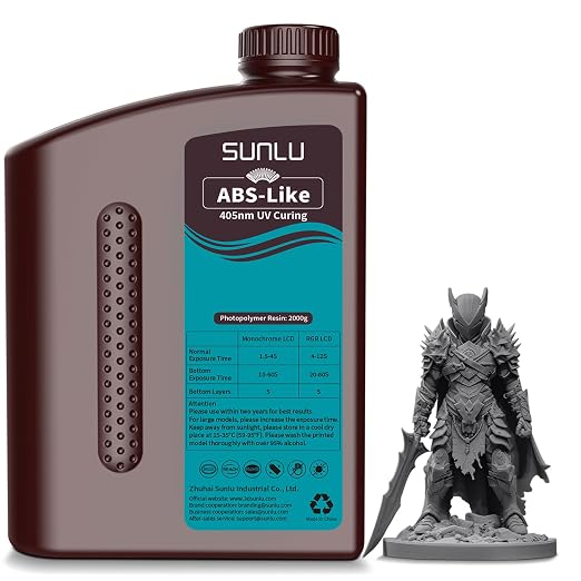SUNLU Upgraded 2KG ABS Like Resin with Enhanced Strength and Toughness, High Compatibility 3D Printer Resin, 2000G Dark Grey