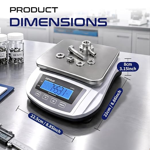 GOYOJO Digital Analytical Balance and Lab Scale, 5000g Capacity, 0.01g Precision, Stainless Steel, Multi-Unit (g/oz/ct/lb) for Jewelry, Kitchen, and Lab – Reliable, Accurate, Easy to Use, Black Panel