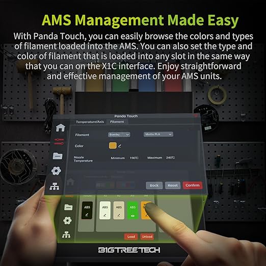 BIGTREETECH Direct Panda Touch for Bambu-Lab P1S P1P X1C X1E A1 Mini 3D Printers, P1S Touch Screen Upgrade, Support Multi-Printers Control and AMS, Check Firmware Compatibility First