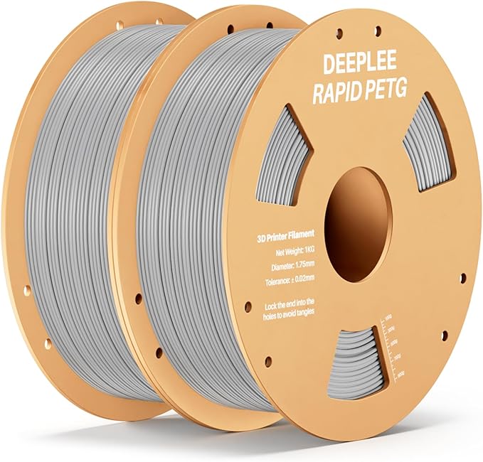 Rapid PETG Filament 1.75mm, High Speed PETG 3D Printer Filament Up to 600 mm/s, Dimensional Accuracy +/- 0.02 mm, Fits for Most FDM 3D Printers, 2 Pack 1kg Gray