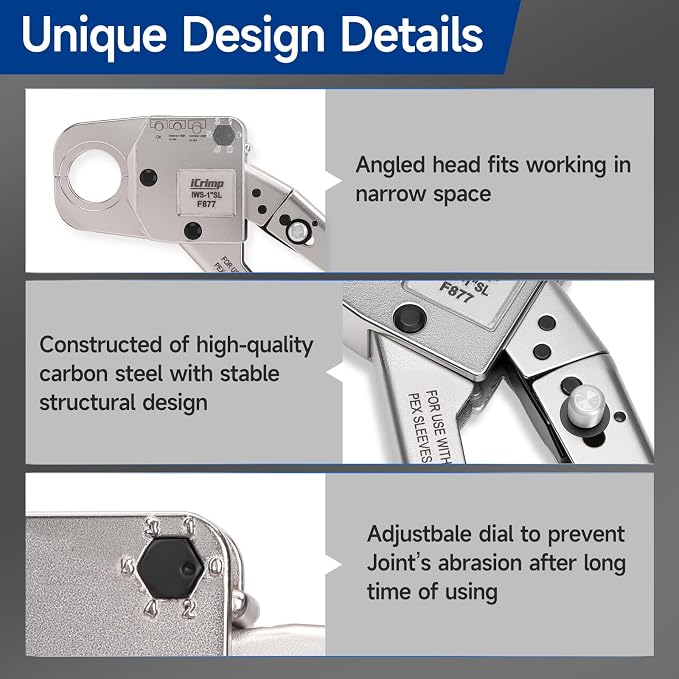 iCrimp Stainless Steel Pressing Sleeves Crimping Tool for PEX Pipe (3/4-Inch)