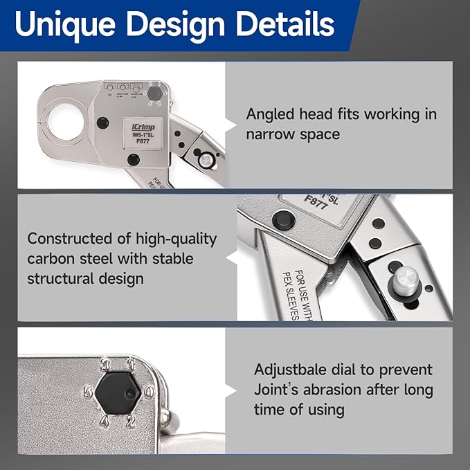 iCrimp Stainless Steel Pressing Sleeves Crimping Tool for PEX Pipe (1/2-Inch)