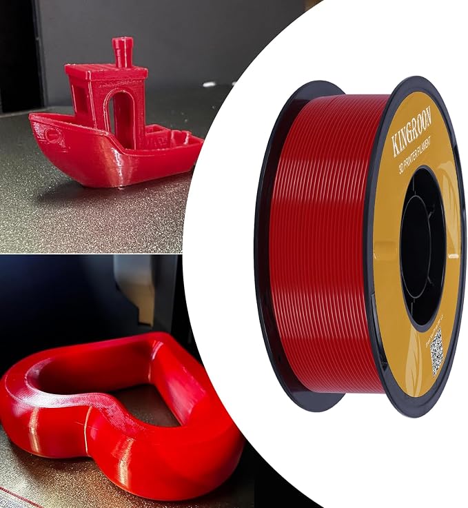 Kingroon High Speed PETG 3D Printer Filament 1.75mm, 3D Printer Rapid Filament for 30-600mm/s Hyper Printing Filament, Dimensional Accuracy +/- 0.03 mm, 1kg Plastic Spool(2.2lbs) (Red)