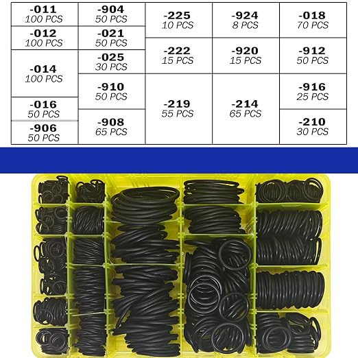 988 PCS NBR90 O-Ring Kit – 20 Sizes Assorted Black Nitrile Rubber O-Rings, High Pressure & Heat Resistant, for Automotive, Hydraulic, AC Repair, Plumbing, Industrial Sealing