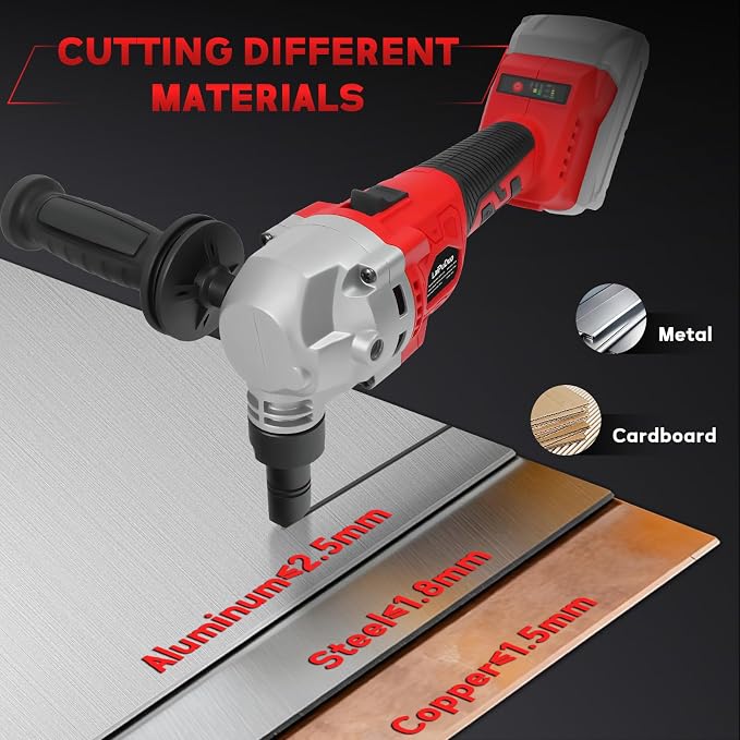 Cordless Metal Nibbler for Milwaukee 18V Battery, Brushless Nibbler Metal Cutter with 3 Speed, Electric Nibbler Steel Cutter for Stainless Steel, Aluminium, 30000RPM, Dusty Bags, 2 Blades(No battery)