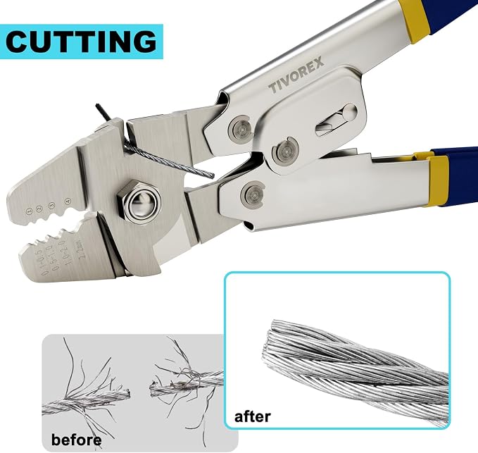 Battery Cable Lug Crimping Tool Kit for AWG 8-1/0 Electrical Lug, Wire Rope Crimping Tool for Aluminum Crimping Loop Sleeves up to 2.2mm