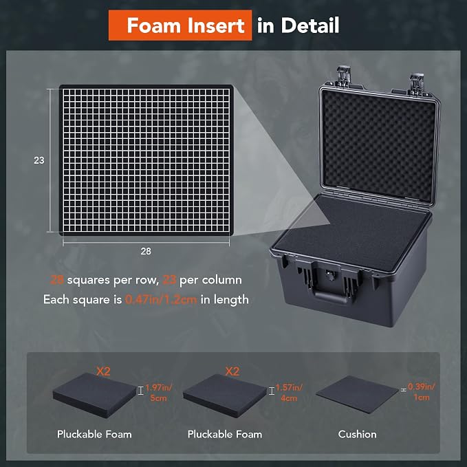 Lykus HC-3530 Waterproof Hard Case with Customizable Foam Insert, Interior Size 13.78x11.81x9.06 in, Suitable for camera, lens, drone, mic, flashlight, projector, electronics, tools, and more