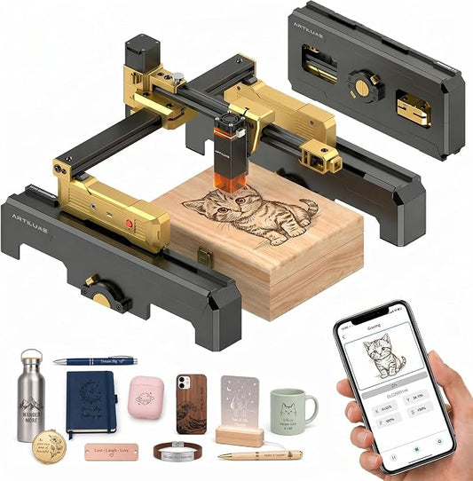 Laser Engraver Portable Laser Engraving Machine with App Control Foldable Lazer Cutter with Height Extension and Cover 200x150mm Engraving Area for Wood Leather Acrylic DIY Crafts(T1 7000mW)
