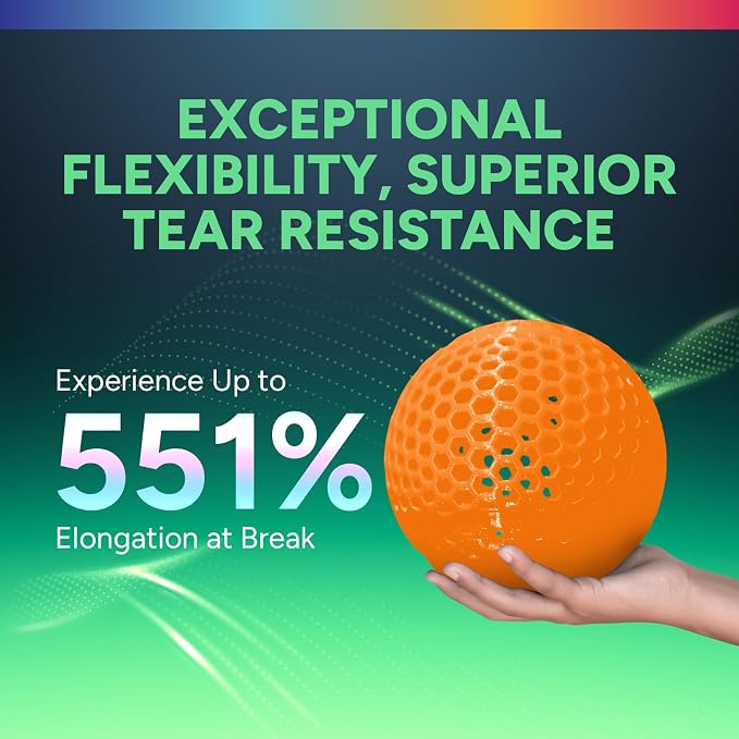OVERTURE TPU 95A Flexible 3D Printer Filament 1.75mm | High Elasticity & Durability Filament,1kg Spool(2.2lbs),Fit Most FDM Printer(TPU Neon Orange)