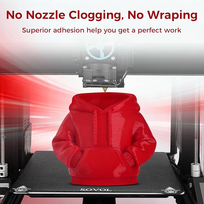 Sovol 3D Printer Rapid PETG Filament 1.75mm 1KG (2.2lbs), High Precision, Strong Toughness, Wiring Tightness, Dimensional Accuracy +/- 0.03 mm, 3D Printing High Speed PETG Filaments, Red