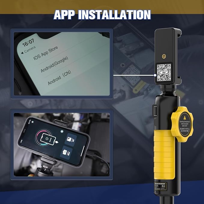 AUTOOL Borescope Camera with Light, 210° Two-Way Endoscope Inspection Camera, 6.45mm Steering Len, 6 LED Light, HD 1080P Video Borescope Compatible with Android and iOS Phone with 3FT Snake Cable