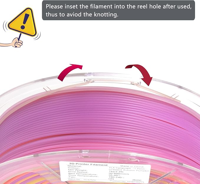 iSANMATE Rapid Translucent PLA Filament 1.75mm, Multicolor Rainbow PLA, Dimensional Accuracy ±0.02mm, 1kg Spool-Autumn Pumpkin