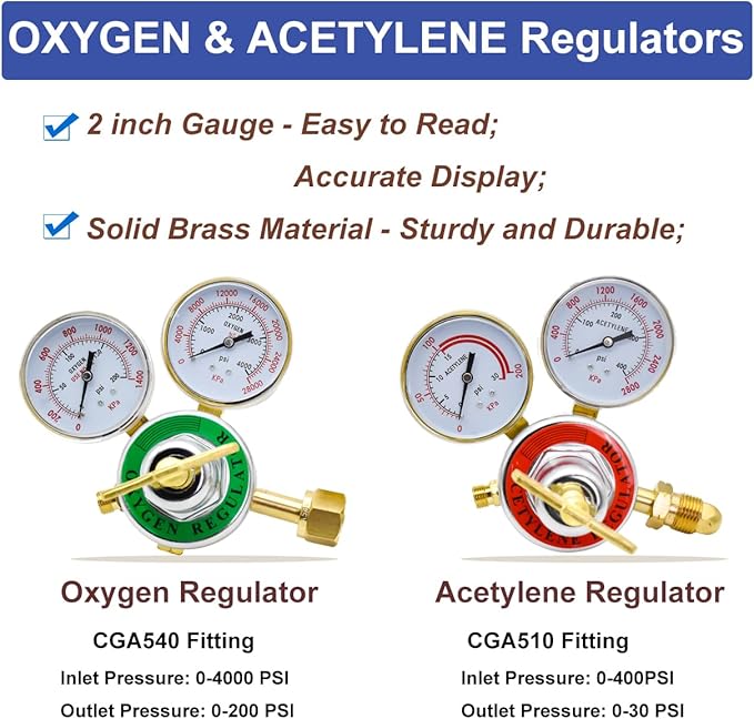 Cutting Torch Set Oxy Acetylene Torch Kit,Portable Gas Cutting Torch and Welding Kit with 50FT Welding Hose，Heating Tip，Acetylene Oxygen Gas Regulator & Welding Glasses Storage Case