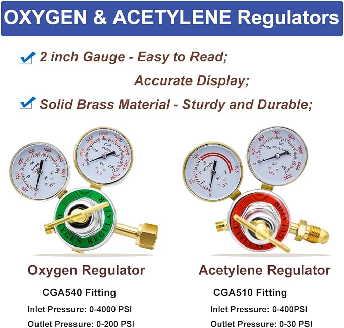 Cutting Torch Set Oxy Acetylene Torch Kit, Portable Gas Cutting Torch and Welding Kit with Acetylene Oxygen Gas Regulator Gas Hose Welding Glasses Storage Case and Accesseries