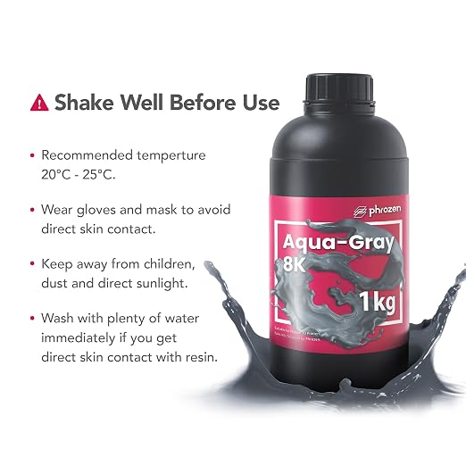 phrozen Aqua Gray 8K 3D Printing Resin, Ultra-High Detail Display Resin for Miniatures, Busts & Models, Optimized for 8K LCD Resin Printers, 405nm, 1KG