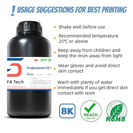 Siraya Tech Cast 3D Printer Resin Easier to Burn and Print Clean Burnout Great Smooth Surface High Resolution Castable 405nm UV-Curing Resin for Thicker Designs and Metal Parts (True Blue, 1kg)