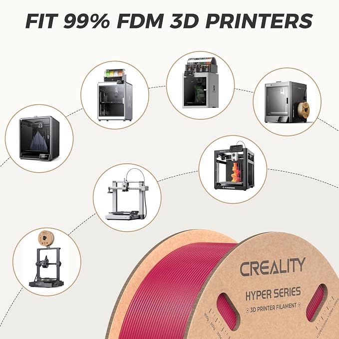 Official Creality Hyper PLA Filament 1.75mm, High Speed PLA 30-600mm/s Rapid 3D Printer Filament, Dimensional Accuracy +/-0.02mm, Fit Most FDM 3D Printers,1KG(2.2lbs) Spool Viva Magenta