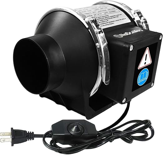 Upgrade Speed Control 3 Inch Inline Booster Duct Fan kit High Flow Greenhouse Ventilation Fan, Low Noise Level for Efficient Smoke&Odor Extraction for 3D Printer, Laser Engraver, Kitchen Bathroom