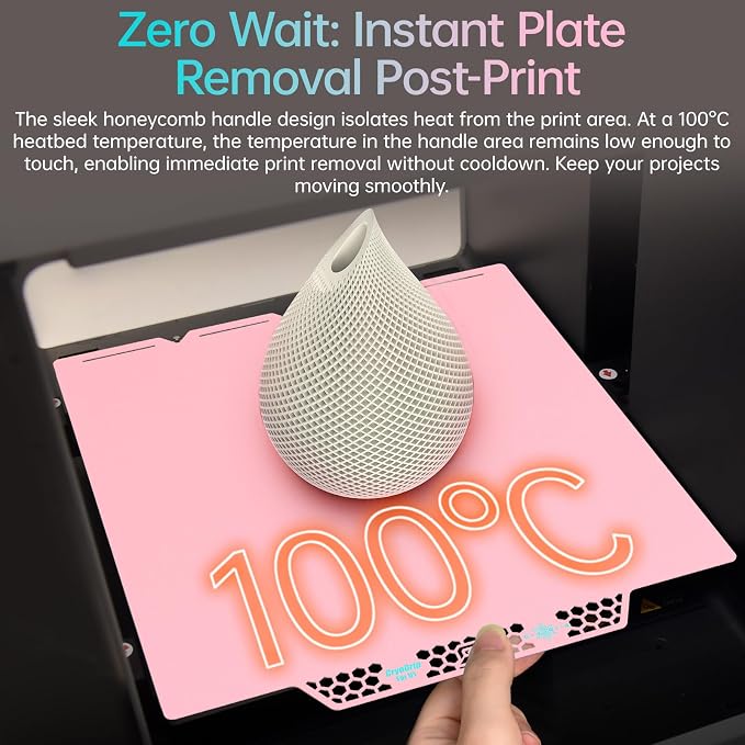 BIQU CryoGrip Pro Glacier Pink Compatible with Snapmaker U1 3D Printer 276x304.5mm Panda Build Plate Double Sided Upgrade Plate Removable Surface Platform