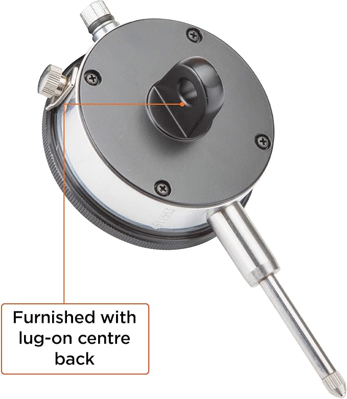 Groz 16204 DIAL Indicator, 0-1/2" x. 001", 0-100, AGD2, White FACE, Lug Back