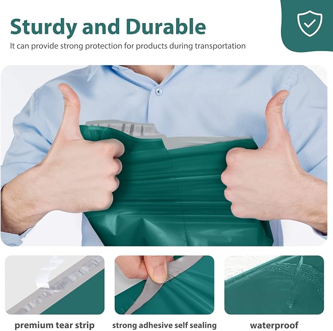 Fuxury Poly Mailers 12x15.5 100 Pcs, Waterproof Shipping Bags for Clothing | Forest Green,Strong Adhesive Shipping Envelopes for Small Business, Self Seal Mailers Poly Bags Mailing Envelopes