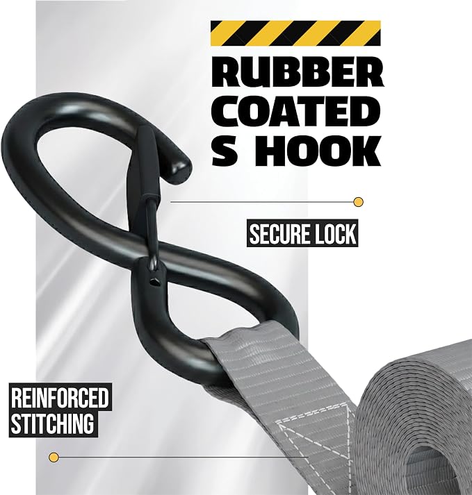 AUGO Retractable Ratchet Straps | 2 Heavy Duty Ratchet Straps Self Retractable Tie Downs with Soft Loops & Storage Bag for Motorcycle, Truck, Trailer, Cargo Van | 3000 Lb Break Strength 2” x 10’