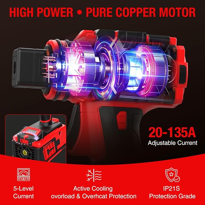 Portable Welding Machine 110V AUHOBJEQ – Fast Plug & Play Cable Storage, Low-Center Gravity Grip, LED Light & Digital Display for Precision, Lightweight Handheld Arc Welder