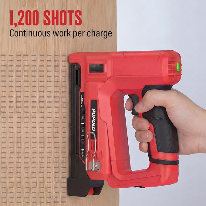 POPULO Electric Staple Gun 4 in 1 Cordless Stapler, 4V Rechargeable Band Nailer, Nail Gun Battery Powered with 2,000 Staples and Nails, Power Tacker Staple Gun for Wood, Upholstery, DIY
