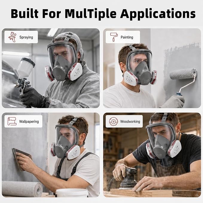 Full Face Protective Cover Mask Assembly and Replacement Lens Shield Parts System, Compatible with 6000 6800 Series