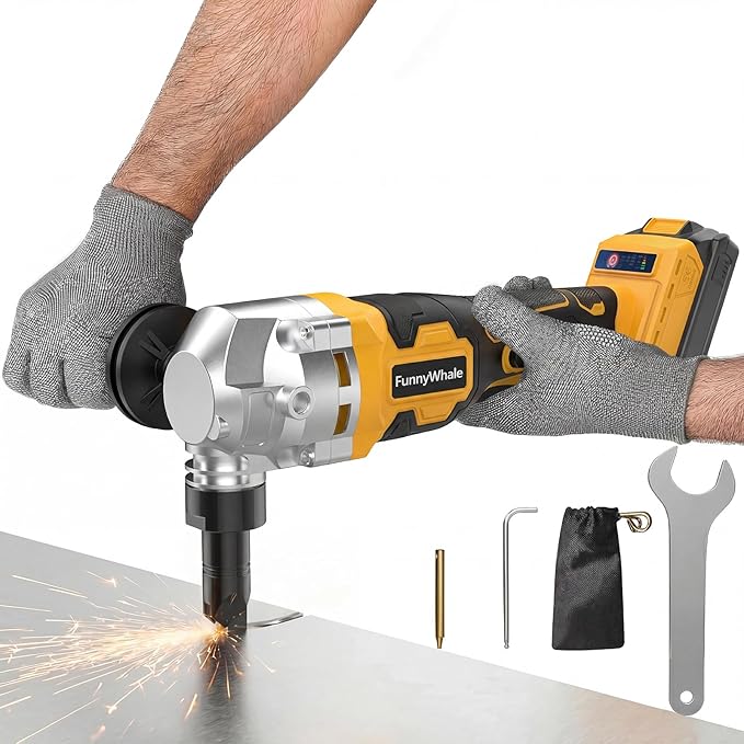 Cordless Metal Nibbler Compatible with Dewalt 20V MAX Battery(No Battery) | 18 Gauge Electric Metal Nibbler with Assist Handle & 2 Blades, 3000RPM Brushless Motor for Stainless Steel, Aluminum