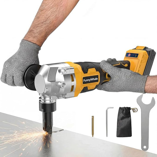 Cordless Metal Nibbler Compatible with Dewalt 20V MAX Battery(No Battery) | 18 Gauge Electric Metal Nibbler with Assist Handle & 2 Blades, 3000RPM Brushless Motor for Stainless Steel, Aluminum
