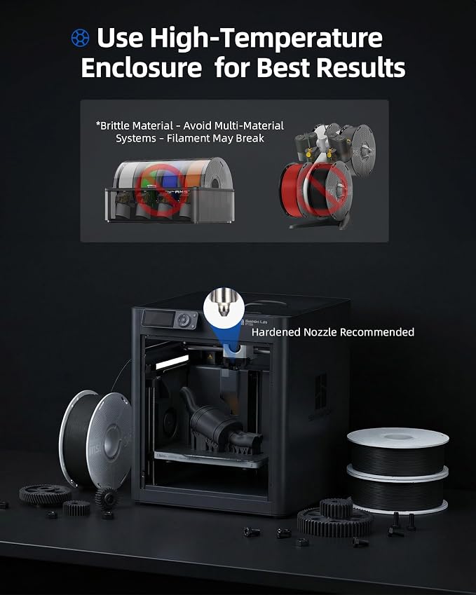 Inslogic PA6-CF Carbon Fiber Nylon Filament 1.75mm Black 0.25kg Refill, PA6-CF Nylon Warp Free 1.75mm 3D Printing Filament