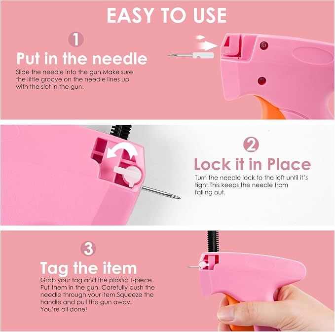 Stitch Gun for Clothes - Handheld Stitch Gun Quick Clothing Fixer - Tagging Gun - Includes 6 Needle, 1000 Black Fasteners & 1000 White Fasteners